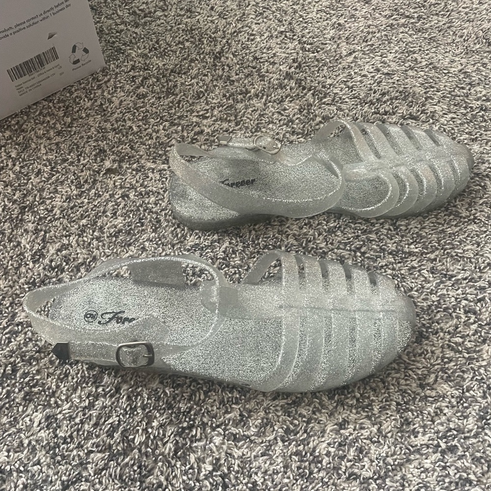 Silver Jelly Sandals